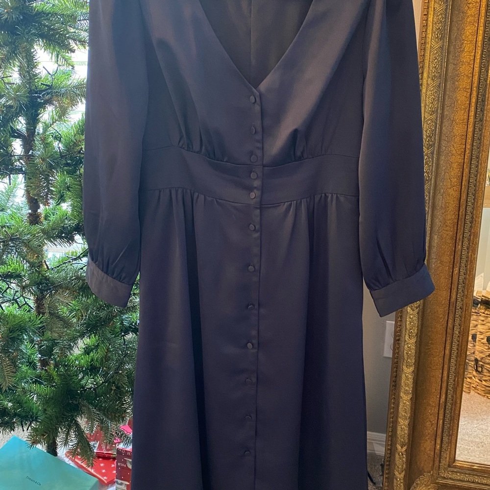 J. Crew Blue Bishop Sleeve V-Neck Dress